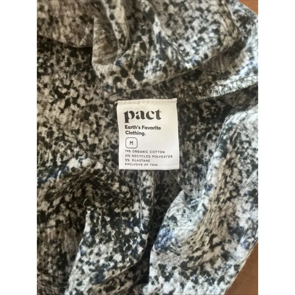 Pact Organic Cotton Dress Size‎ Medium Faux Wrap Snake Print Green Black